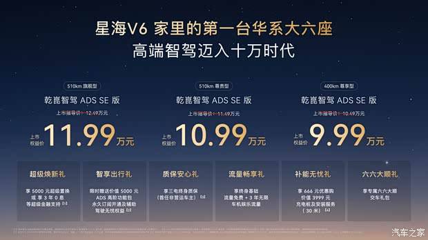 东风风行星海V6上市 权益价9.99万元起 搭载华为乾崑智驾ADS 5 SE