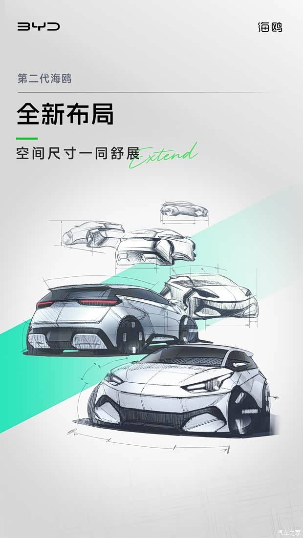 官方首次披露细节！比亚迪第二代海鸥预告 尺寸加长/颜值提升